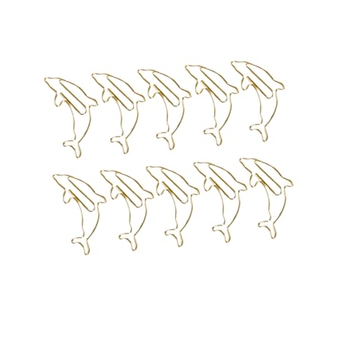 CLISPEED 20 Stück Teiliges Kreatives Metall Büroklammer in Delfinform Goldfarbene Langlebige Paper Clips Vielseitige und Fotoklammern für Büro Schule und Zuhause Einfach zu Verwenden und von CLISPEED