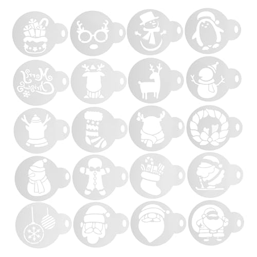 CLISPEED 20 Stück Teiliges Weihnachts Kaffee Schablonen Wiederverwendbare Malschablonen für Kuchen und Cupcake Dekoration DIY Malvorlagen für Kaffee und Dessertverzierung Einfach zu CLISPEED 20 Stück Teiliges Weihnachts Kaffee Schablonen Wiederverwendbare Malschablonen für Kuchen und Cupcake Dekoration DIY Malvorlagen für Kaffee und Dessertverzierung Einfach zu von CLISPEED