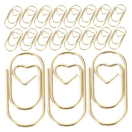 CLISPEED 200 Stück Herzförmige Metall Büroklammern Mini Paper Clips aus Stahl für Dokumentenorganisation Lesezeichen Scrapbook und Home Desk Organizer in Gold von CLISPEED