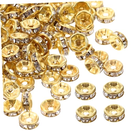 CLISPEED 200 Stück Spacer Perlen Rund Strass Inlay Schmuck Zubehör DIY Bastelperlen für Armbänder und Halsketten Leichte Metallzwischenperlen für Schmuckherstellung und Bastelprojekte von CLISPEED