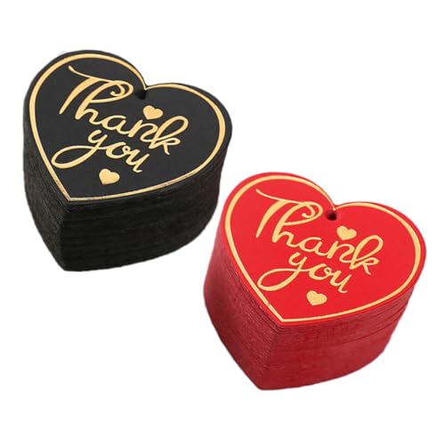 CLISPEED 200 Stück Teiliges Herzförmiges Geschenkanhänger aus Papier Dankeschön Etiketten in Rot und Schwarz Dekorative Geschenklabels für Party Hochzeit Geburtstag Vielseitig Einsetzbar von CLISPEED