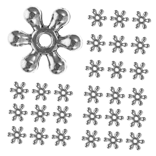 CLISPEED 200 Stück Teiliges Schmuckzubehör Schneeflocken Spacer Perlen aus Langlebiger Legierung für DIY Armbandgestaltung Silberfarbene Lose Perlen mit Glatten Kanten für Kreative von CLISPEED