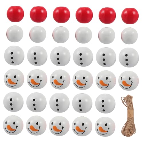 CLISPEED 200 Stück Teiliges Weihnachts DIY mit Schneemann Holzperlen Natürlichem Juteseil Handgefertigte Bastelaccessoires für Festliche Weihnachtsdeko und Kreative Wohnraumgestaltung von CLISPEED