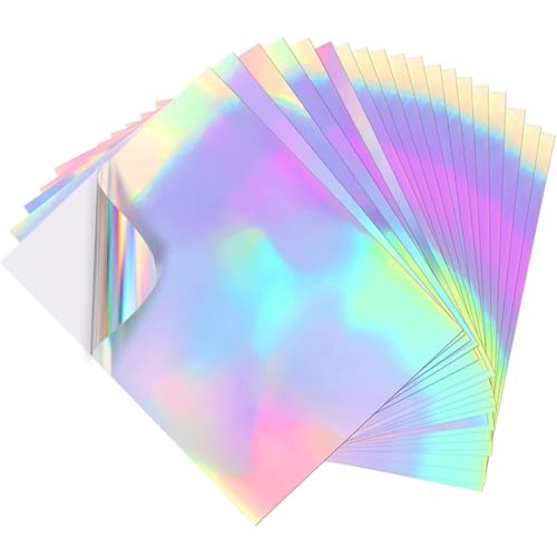 CLISPEED 20Blätter Holografische Aufkleberpapier Wasserfeste Selbstklebende Sticker für Tassen Bastelprojekte und Designs für Drucker und Kreative Anwendungen von CLISPEED