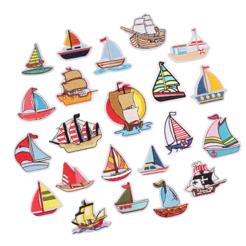 CLISPEED 23 Stück Teiliges DIY Stickflecken mit Cartoon Segelboot Applikationen Selbstklebend und Heißsiegelbar Farbenfrohe Textilflicken für Kleidung Taschen und Kreative Reparaturen von CLISPEED