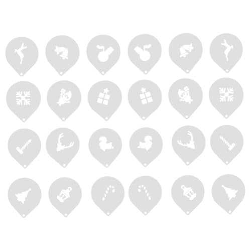 CLISPEED 24 Stück Teiliges Cake Decorating Stencils aus Hochwertigem Wiederverwendbare Kaffee und Weihnachtsmotive Fein Verarbeitet Langlebig und Einfach zu Reinigen für Latte Art und CLISPEED 24 Stück Teiliges Cake Decorating Stencils aus Hochwertigem Wiederverwendbare Kaffee und Weihnachtsmotive Fein Verarbeitet Langlebig und Einfach zu Reinigen für Latte Art und von CLISPEED