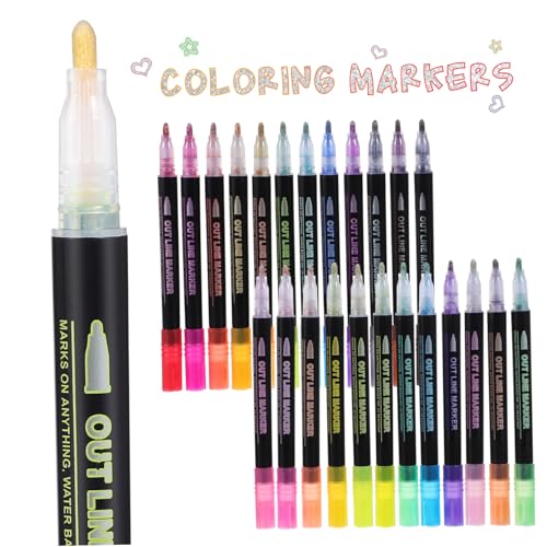 CLISPEED 24 Stück Teiliges Glitter Marker mit Doppelter Linienführung Leuchtende Farben Glitzernde Filzstifte für Scrapbooking Handlettering Vielseitig Einsetzbar Papier und Karton CLISPEED 24 Stück Teiliges Glitter Marker mit Doppelter Linienführung Leuchtende Farben Glitzernde Filzstifte für Scrapbooking Handlettering Vielseitig Einsetzbar Papier und Karton von CLISPEED
