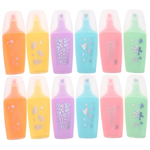 CLISPEED 24 Stück Teiliges Mini Bunter Cartoon Textmarker Stifte Flache Leicht Ziehbare Highlighter Marker für Schüler Studenten und Büro Geruchsfreie Auslaufsichere Schul und Schreibwaren von CLISPEED