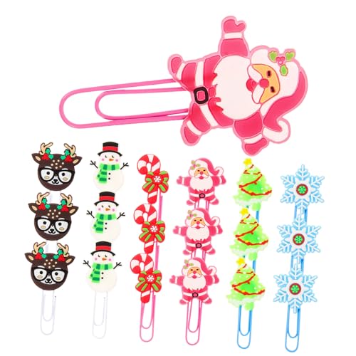 CLISPEED 24 Stück Teiliges Weihnachtsbaum Büroklammern PVC Kreative Bunte Dokumentenclips für Notizen Karten Memo Organisator Kleine Weihnachtsgeschenke Schreibwaren Zubehör von CLISPEED