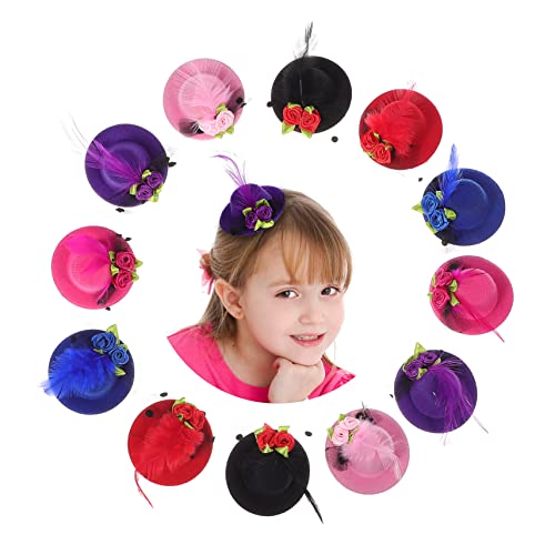 CLISPEED 24Stücke Mini Faszinatorhüte Haarclips mit Blumen Mesh Vielfältiges Haarzubehör für Hochzeiten Teepartys Geburtstagsfeiern und Bühnenoutfits von CLISPEED