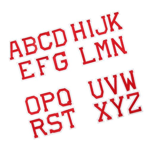 CLISPEED 26 Stück Teiliges Buchstaben Aufnäher zum Aufbügeln Bestickte Alphabet Patches für DIY Kleidung Taschen Hüte Jeans Kreative Textil Applikationen Robust und Dekorativ in Rot von CLISPEED