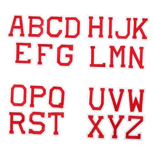 CLISPEED 26 Stück Teiliges Bügelbild Buchstaben A Z Rote Bestickte Patches zum Aufbügeln für Jacken Kleidung Taschen DIY Kleidung Reparieren und Verzieren von CLISPEED