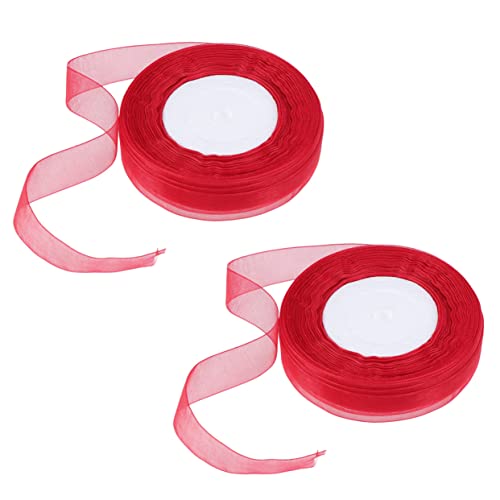 CLISPEED 2Stücke Organza Band Rot Transparente Stoffe für Hochzeiten Partys und Geschenkverpackungen Hochwertiges Glattes und Glänzendes Dekorationszubehör für DIY Projekte von CLISPEED