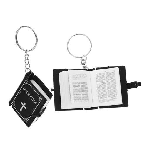 CLISPEED 2Stücke Schlüsselanhänger Religiöse Buch Schlüsselringe Als Geburtstagsgeschenk Für Gläubige Schwarze Schlüsselanhänger Für Täglichen Gebrauch von CLISPEED