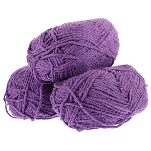 CLISPEED 3 Rollen Baumwollgarn zum Häkeln und Stricken Weiches Flexibles DIY Garn für Handarbeiten Dekoratives Textilgarn in Lila pro Vielseitig Einsetzbar für Körbe Taschen und von CLISPEED