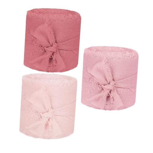 CLISPEED 3 Rollen Fransen Chiffonbänder Zartes Rosa Hochzeit Geschenkband für Brautsträuße Einladungen Shower Dekoration DIY Basteln und Verpackung CLISPEED 3 Rollen Fransen Chiffonbänder Zartes Rosa Hochzeit Geschenkband für Brautsträuße Einladungen Shower Dekoration DIY Basteln und Verpackung von CLISPEED
