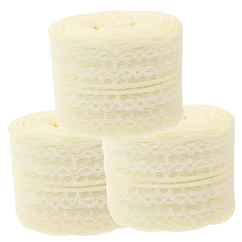 CLISPEED 3 Rollen Spitze Band Breit Vintage Spitzenborte für Kleidung Dekoration DIY Nähen Handwerk Cremefarbenes Spitzenband für Stoffbänder und Geschenkverpackungen CLISPEED 3 Rollen Spitze Band Breit Vintage Spitzenborte für Kleidung Dekoration DIY Nähen Handwerk Cremefarbenes Spitzenband für Stoffbänder und Geschenkverpackungen von CLISPEED