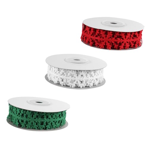 CLISPEED 3 Rollen Weihnachtliches Schneeflocken Dekoband in Rot Grün Weiß Weiches Geschenkband für Festliche Verpackung und Partydeko Glatte Oberfläche Design CLISPEED 3 Rollen Weihnachtliches Schneeflocken Dekoband in Rot Grün Weiß Weiches Geschenkband für Festliche Verpackung und Partydeko Glatte Oberfläche Design von CLISPEED