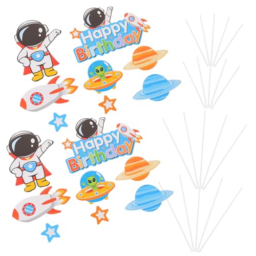 CLISPEED 3 Sätze Astronaut Cupcake Topper Weltraum Thema Geburtstagstorte Dekoration Kuchen Picks für Party Dessert Kuchen Deko Kindergeburtstag Shower von CLISPEED