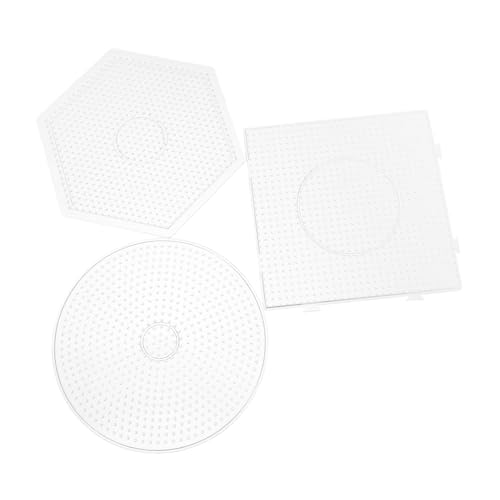 CLISPEED 3 Stück Bügelperlen Steckplatten Klare Kunststoff Vorlagen für Bastelarbeiten Verschiedene Formen Kreis Sechseck Kreativität und Geschicklichkeit von CLISPEED