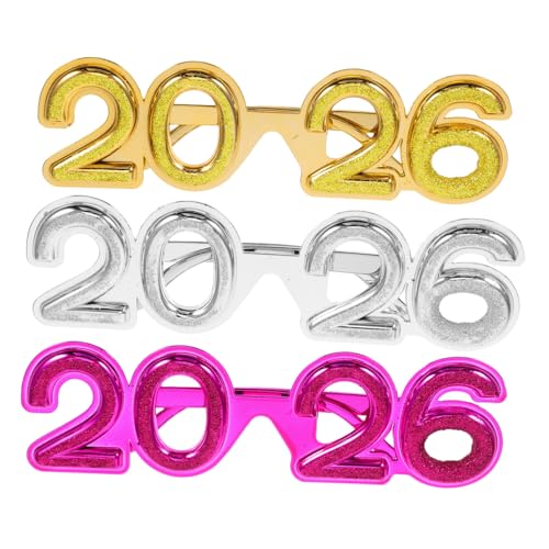 CLISPEED 3 Stück Lustige Neujahrssonnenbrillen für Abschlussfeiern Photo Booth Requisiten für Erwachsene für Festliche Anlässe und Unvergessliche von CLISPEED