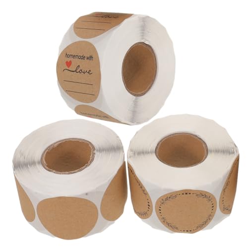 CLISPEED 3 Stück Runde Kraftpapier Aufkleber Selbstklebend Starke Haftung Blanko Verpackungssiegel Etiketten für Umschläge Marmeladengläser Vielseitig Beschriftbar Praktische CLISPEED 3 Stück Runde Kraftpapier Aufkleber Selbstklebend Starke Haftung Blanko Verpackungssiegel Etiketten für Umschläge Marmeladengläser Vielseitig Beschriftbar Praktische von CLISPEED
