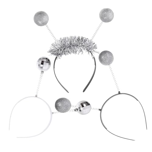 CLISPEED 3 Stück Teiliges Disco Ball Haarreif mit Silbernen Kopf Boppern für Halloween Kostüme und Themenpartys Glitzerndes Design Elastisch und Komfortabel für Festliche Anlässe von CLISPEED