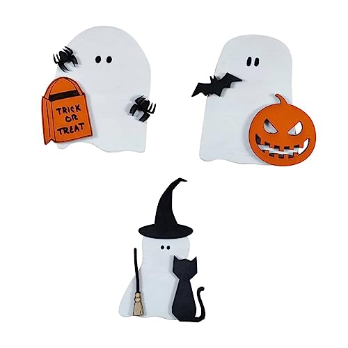 CLISPEED 3 Stück Teiliges Halloween Geist Rustikale Tischdekoration für Halloween Feiern Kreative Holzfiguren für Indoor Events Tischmittelpunkt und Gruseldeko von CLISPEED