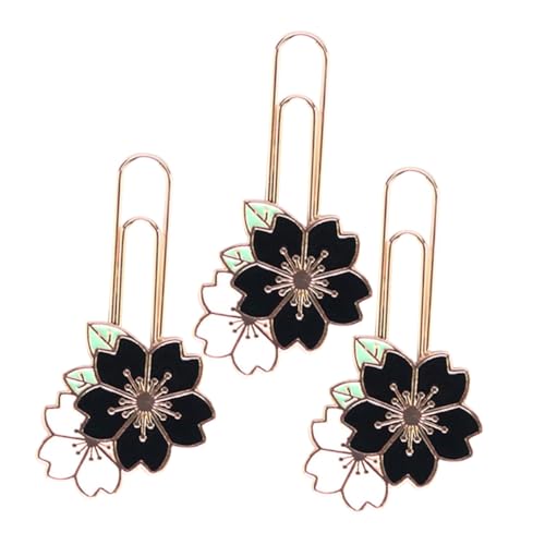 CLISPEED 3 Stück Teiliges Kreative Metall Lesezeichen Kirschblüten Design Büroklammern Papierclips für Schule Büro Notizen Organizer Zubehör von CLISPEED