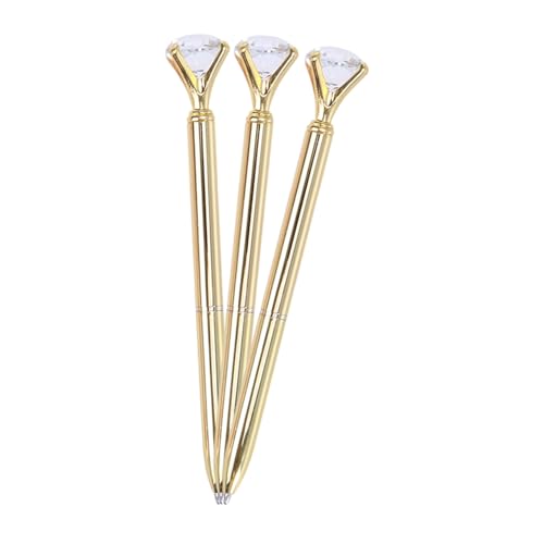 CLISPEED 3 Stück Teiliges Kugelschreiber Goldfarbener Metallkulli mit Großem Diamant Feine Spitze Verschleißfest Glattes Schreiben für Schule Büro Alltag CLISPEED 3 Stück Teiliges Kugelschreiber Goldfarbener Metallkulli mit Großem Diamant Feine Spitze Verschleißfest Glattes Schreiben für Schule Büro Alltag von CLISPEED