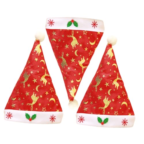 CLISPEED 3 Stück Teiliges Weihnachtsmützen Santa Hüte Weihnachtsfeier Dekoration Unisex Weihnachtsmann Mütze für Erwachsene und Festliche Party Accessoires von CLISPEED