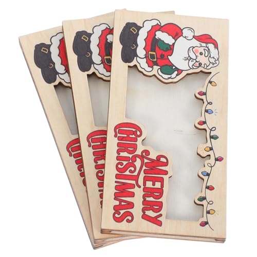 CLISPEED 3 Stück Weihnachtsgeldhalter aus Holz Stabiles Tragbares Geldbörsen mit Festlichen Mustern Kompakter Vielseitiger Karten und Bargeldorganizer Partygeschenke für Weihnachten von CLISPEED