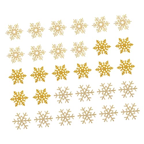 CLISPEED 30 Stück Handgefertigte Materialien für Haaraccessoires Schneeflocken-Applikation bestickt Dekorationen Nähzubehör Weiß Party Schneeflockenflecken Flicken für Kleidung Stoff Golden von CLISPEED