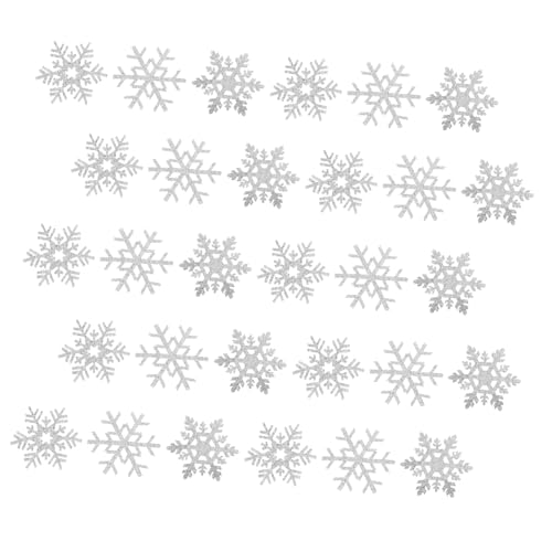 CLISPEED 30 Stück Handgefertigte Materialien für Haaraccessoires Zubehör Urlaub Applikationen Patch Aufnäher für Winterkleidung, Stickerei Schneeflockenflecken für Kleidung Stoff Silber von CLISPEED