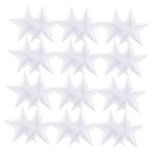CLISPEED 30 Stück Stern Aufbügelbilder Weiße Gestickte Patches für Kleidung Taschen Hüte Diy Applikationen zum Aufbügeln und Reparieren Glitzernde Sterne für Kreative Dekoration von CLISPEED