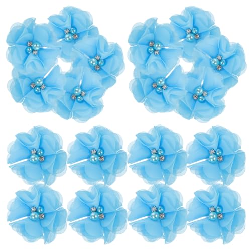 CLISPEED 30 Stück Teiliges Chiffon Blumenapplikationen Dekorative Stoffblumen für DIY Bastelprojekte für Kleidung Haarschmuck und Hochzeitsdekoration Blau von CLISPEED