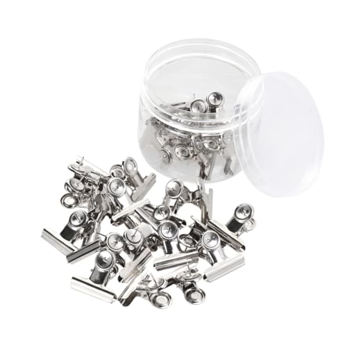 CLISPEED 30 Stück Teiliges Metall Binder Clips Runde Kopfform Silberfarbene Büroklammern mit Stift Starke Haltekraft Verstellbare Griffe Geeignet für Dokumentenorganisation im Büro und von CLISPEED