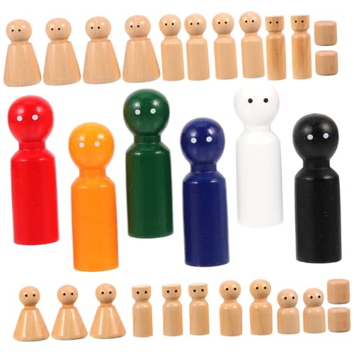 CLISPEED 30 Stück Teiliges Unbemalte Holzpuppen Peg Dolls aus Premium holz Sichere DIY figuren zum Bemalen und Gestalten für Fördert Kreativität Hand auge koordination und Konzentration von CLISPEED