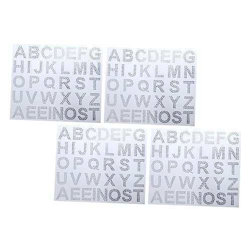 CLISPEED 4 Blätter Bögen mit Dekorativen Buchstaben Glitzer Rhinestone Aufkleber zum Aufbügeln für Kleidung Handtaschen und Bastelprojekte von CLISPEED