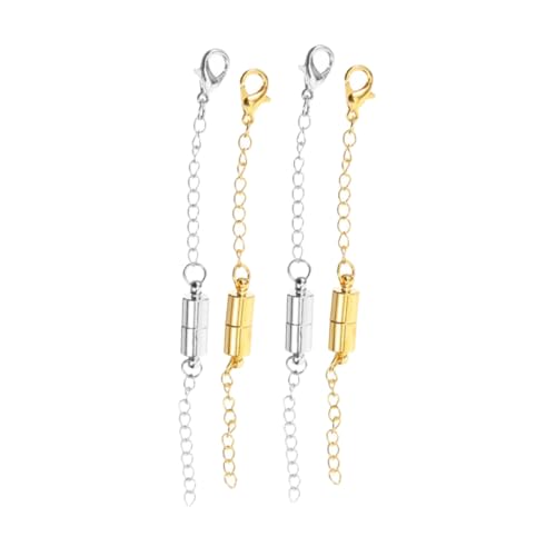 CLISPEED 4 Paare Magnetische Kettenverlängerung mit Goldfarbenen und Silberfarbenen Extendern Magnetische Schmuckverschluss extender für Halsketten und Armbänder für DIY Schmuckherstellung CLISPEED 4 Paare Magnetische Kettenverlängerung mit Goldfarbenen und Silberfarbenen Extendern Magnetische Schmuckverschluss extender für Halsketten und Armbänder für DIY Schmuckherstellung von CLISPEED