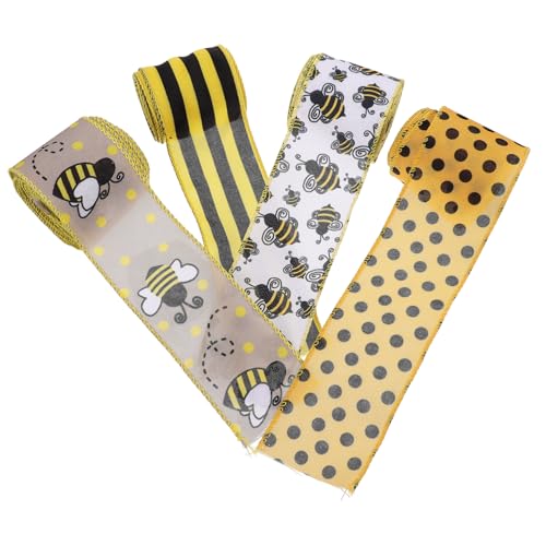 CLISPEED 4 Rollen Bienen dekorband Breit Lang DIY Geschenkverpackungsband Bastelband für Hochzeit Party Haaraccessoires Schuh Kostümdekoration CLISPEED 4 Rollen Bienen dekorband Breit Lang DIY Geschenkverpackungsband Bastelband für Hochzeit Party Haaraccessoires Schuh Kostümdekoration von CLISPEED