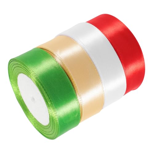 CLISPEED 4 Rollen Geschenkband Breit pro Polyester Dekoband für Weihnachten und Festtage Langlebiges Leicht Zuschneidbares und Verpackungsband in Rot Grün Weiß Hellgold CLISPEED 4 Rollen Geschenkband Breit pro Polyester Dekoband für Weihnachten und Festtage Langlebiges Leicht Zuschneidbares und Verpackungsband in Rot Grün Weiß Hellgold von CLISPEED