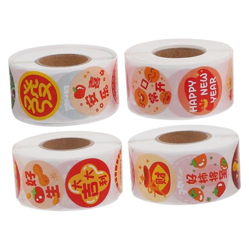 CLISPEED 4 Rollen Selbstklebende Cartoon Punkte Aufkleber Klebepunkte für Geschenkverpackung Briefumschläge Kinderpapeterie Ablösbare Stickerrolle Dekorative Etiketten von CLISPEED