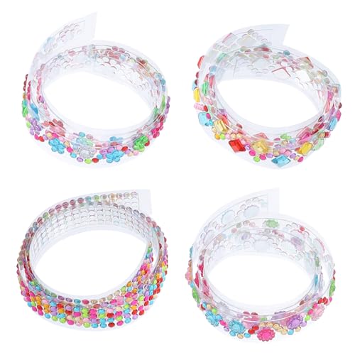 CLISPEED 4 Rollen Selbstklebendes Strassband DIY Dekoband mit Kristallsteinen Vielseitiges Rhinestone Tape für Basteln Geschenkverpackung Foto und Autodekoration Funkelndes Schmucksteine von CLISPEED