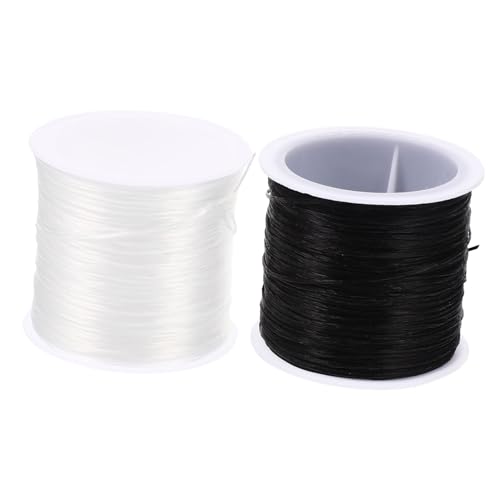 CLISPEED 4 Rollen Teiliges Elastisches Schmuckband Flach DIY schmuckherstellung Dehnbare Schnur für Armbänder Halsketten Bastelarbeiten in Weiß und Schwarz von CLISPEED