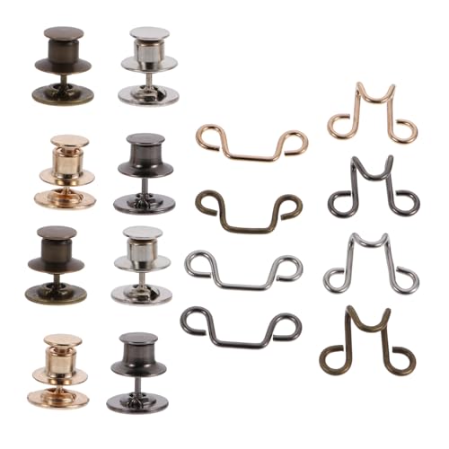 CLISPEED 4 Sätze Verstellbare Taillenknopferweiterung für Jeans und Hosen Nagelfreie Hosenbundverlängerung Abnehmbare Bundknöpfe in Bronze Schwarz Gold und Silber Praktische DIY von CLISPEED