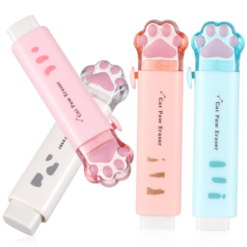 CLISPEED 4 Stück Einziehbare Radiergummis Katzenpfoten Süßes Kawaii Design Langlebiges Gummimaterial Tragbar für Schule Büro Künstler und Katzenliebhaber CLISPEED 4 Stück Einziehbare Radiergummis Katzenpfoten Süßes Kawaii Design Langlebiges Gummimaterial Tragbar für Schule Büro Künstler und Katzenliebhaber von CLISPEED