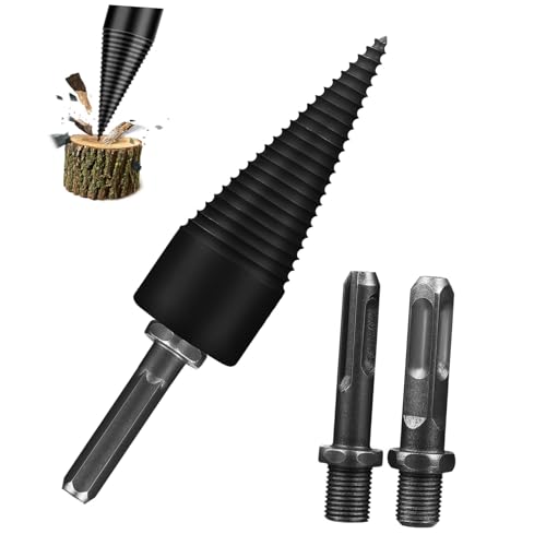 CLISPEED 4 Stück Holzspalter Bohrer Teiliges Stahlset mit Einzigartigem Rillendesign Langlebig Schnell und Installieren für Brennholzspalten und Vielseitigen Einsatz von CLISPEED