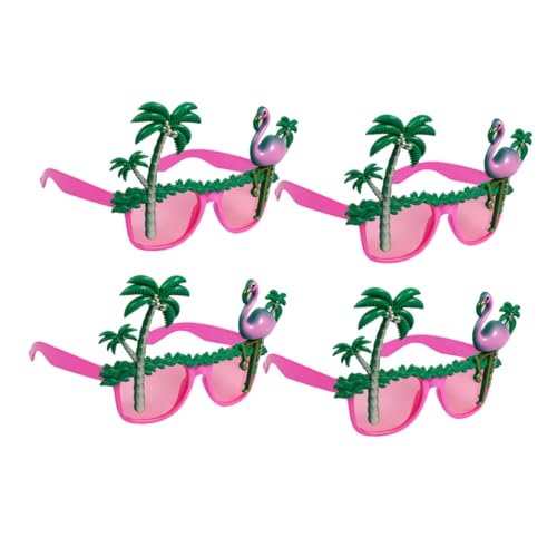 CLISPEED 4 Stück Lustige Hawaii Sonnenbrillen mit Flamingo und Kokosnussbaum Leichte Partybrillen für Tropische Luau Beach Tanz und Kostümpartys von CLISPEED