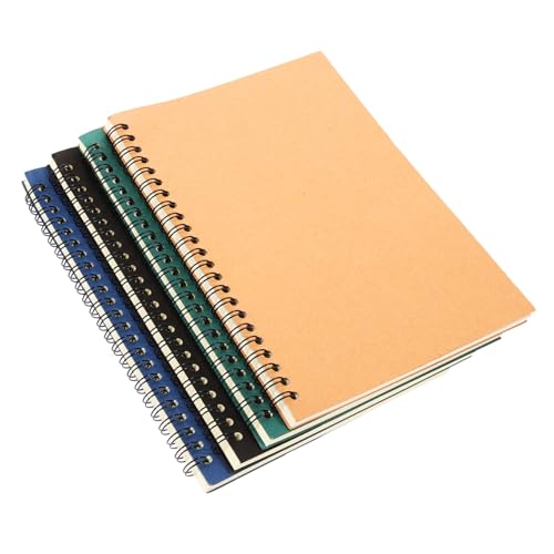 CLISPEED 4 Stück Notizbuch Teilig Kraftpapier Spiralbindung Multipurpose Schreibheft für Arbeit Alltag Schule Büro Natur Schwarz Dunkelblau Grün CLISPEED 4 Stück Notizbuch Teilig Kraftpapier Spiralbindung Multipurpose Schreibheft für Arbeit Alltag Schule Büro Natur Schwarz Dunkelblau Grün von CLISPEED
